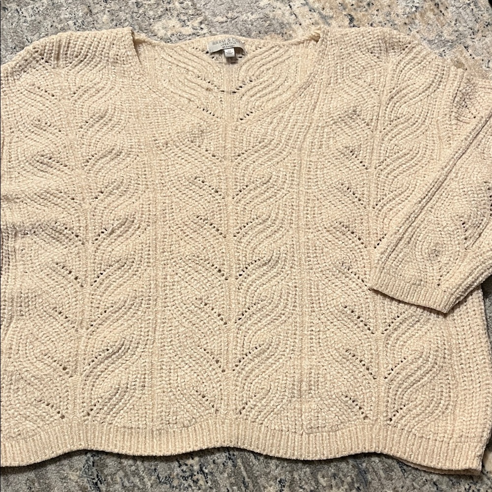 Elegant Beige V-Neck Women's Sweater